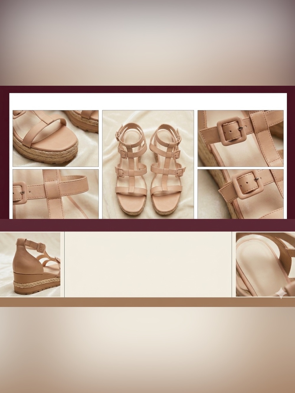 Jessica Simpson Nude Tan Strappy Espadrille Wedge Sandals - size 11